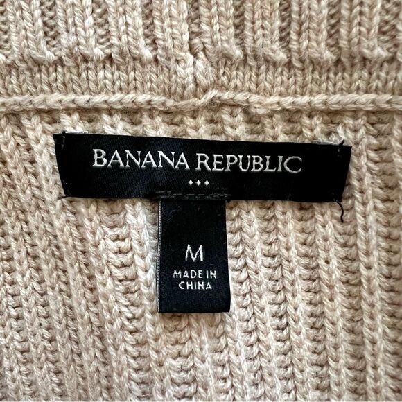 BANANA REPUBLIC Camel Cardigan Wool Blend Heavy Weight Oversized Size Medium - Picture 6 of 7